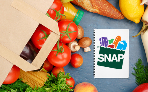 healthy grocery foods with SNAP logo