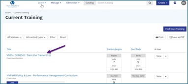 Where to select a course you want to cancel